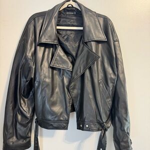 PrettyLittleThing Black Faux Leather Biker Jacket